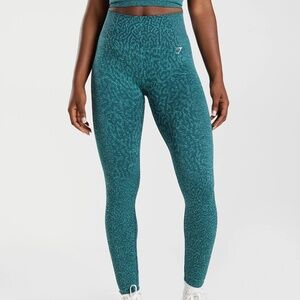 Gymshark teal full length cheetah print leggings size Medium